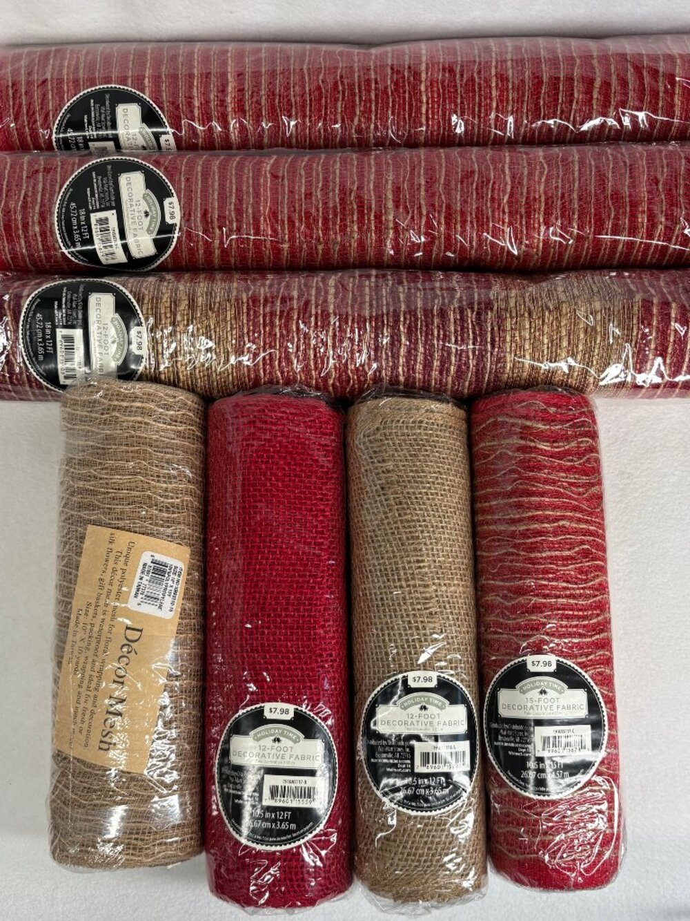 NIP Lot of 7 Rolls Mesh Decor Wreath Christmas